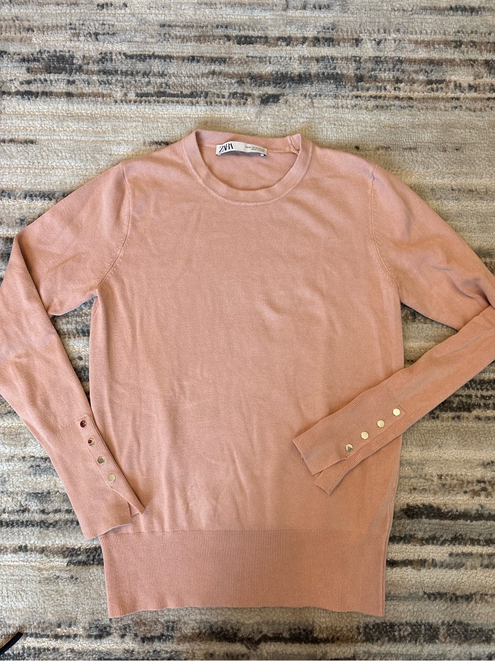 Women’s M Medium rose pink ZARA long sleeve crew neck lightweight sweater